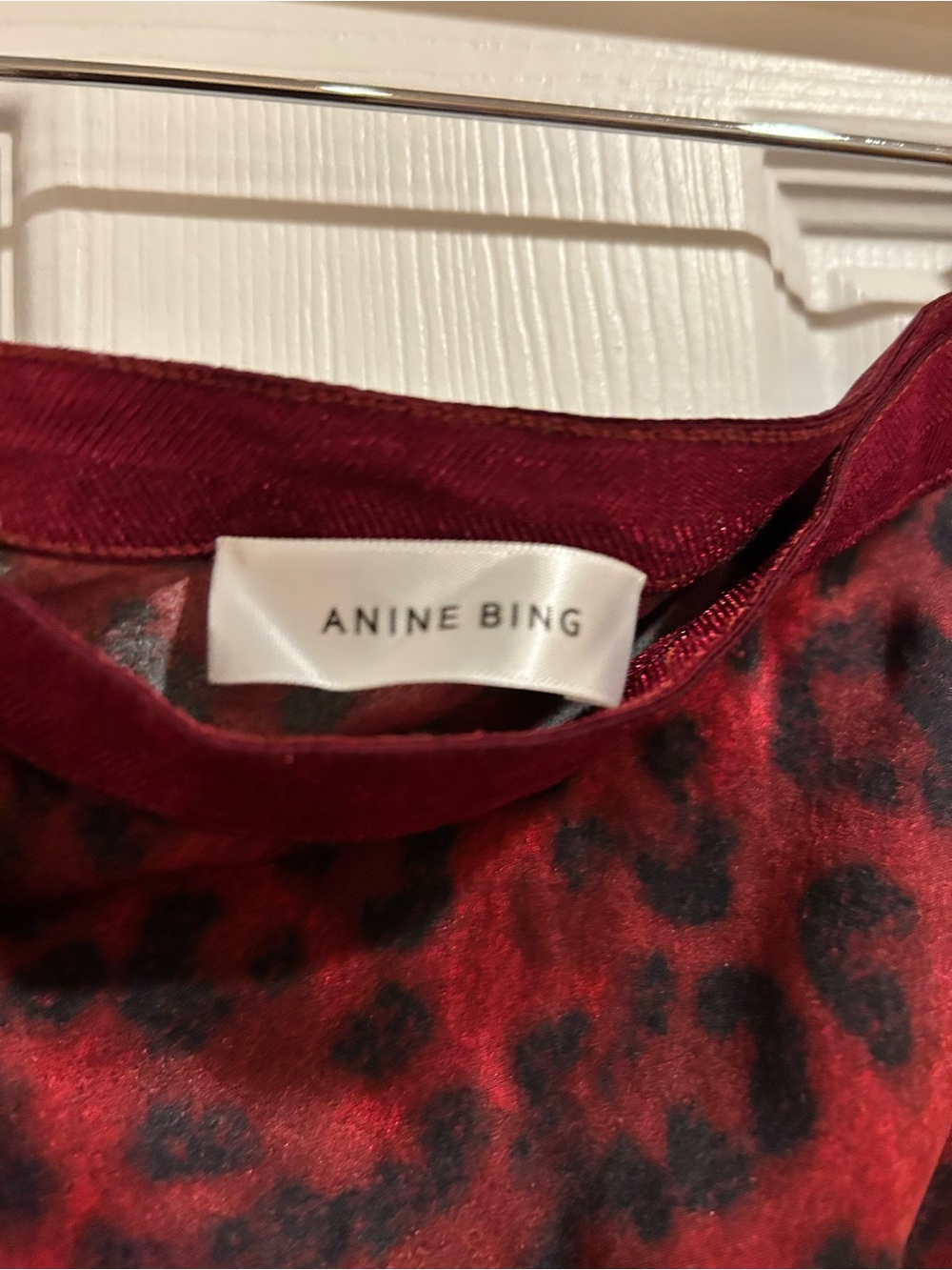 Anine Bing Red and Black Leopard Satin Maxi Skirt - Picture 3 of 4